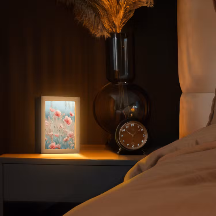 Bloemen - Natuur - Klaprozen - Bloemenveld Light Box met kabel (Tafellamp) klein -sfeer1