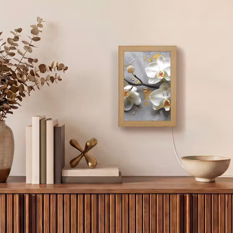 Bloemen - Orchidee - Abstract - Modern Light Box met kabel (Tafellamp) klein -sfeer2