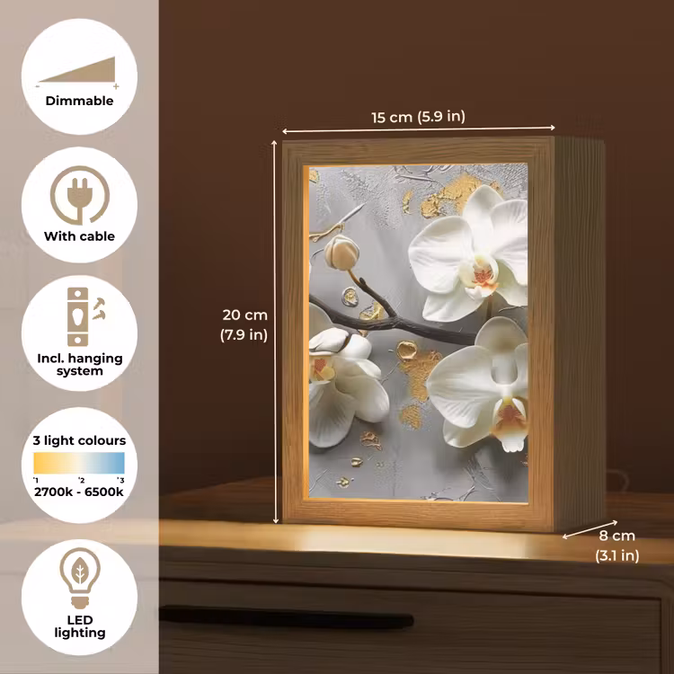 Bloemen - Orchidee - Abstract - Modern Light Box met kabel (Tafellamp) klein -USP_EN