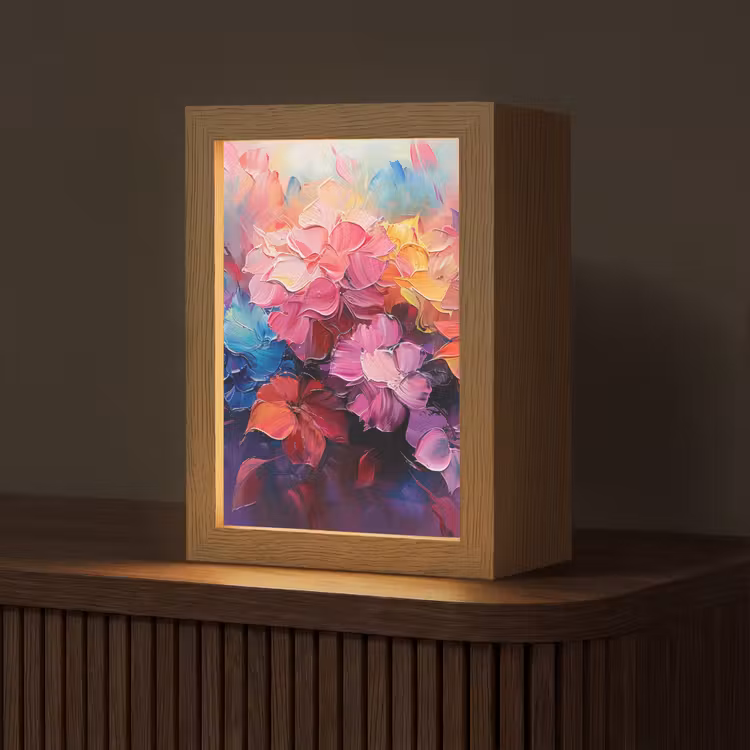Bloemen - Verf - Abstract - Kleurrijk Light Box met kabel (Tafellamp) klein -z3d_website