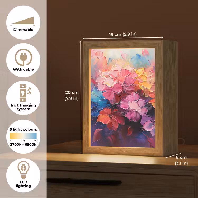 Bloemen - Verf - Abstract - Kleurrijk Light Box met kabel (Tafellamp) klein -USP_EN