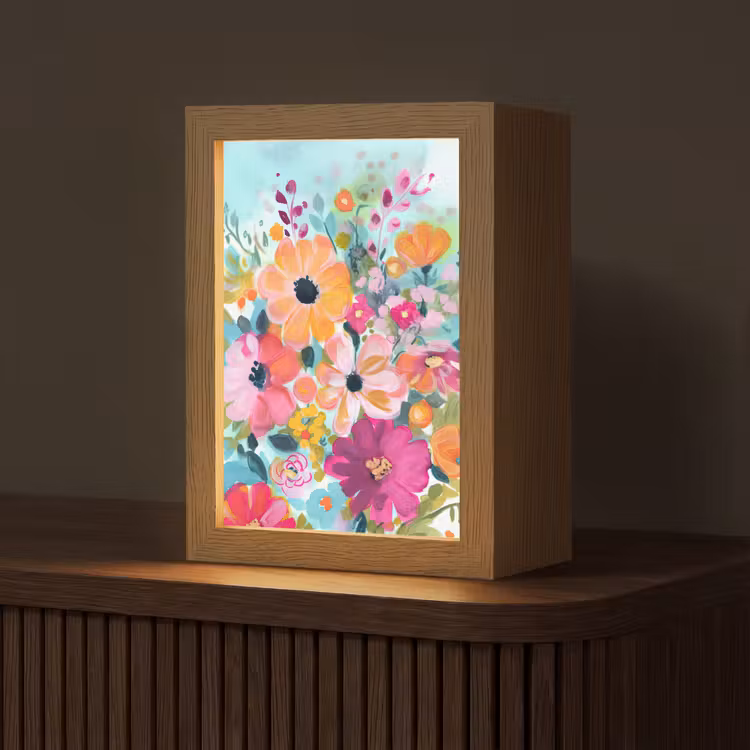 Bloemen - Schilderij - Natuur - Botanisch Light Box met kabel (Tafellamp) klein -z3d_website