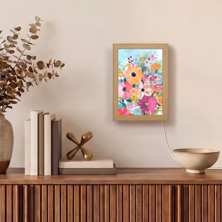 Bloemen - Schilderij - Natuur - Botanisch Light Box met kabel (Tafellamp) klein -sfeer2