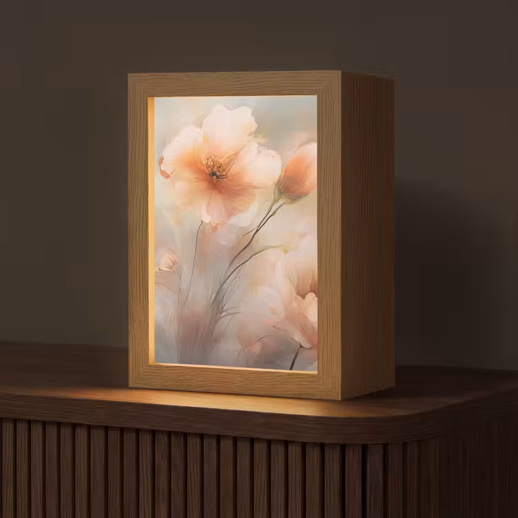 Bloemen - Pastel - Kunst - Klaprozen - Watercolor Light Box met kabel (Tafellamp) klein -z3d_website