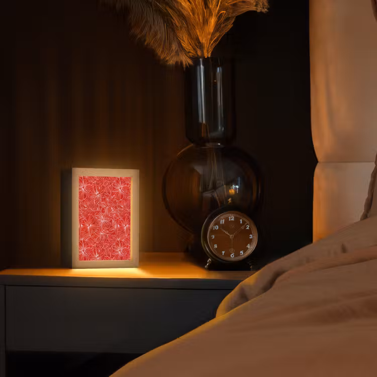 Bloemen - Patroon - Rood Light Box met kabel (Tafellamp) klein 925 -sfeer1