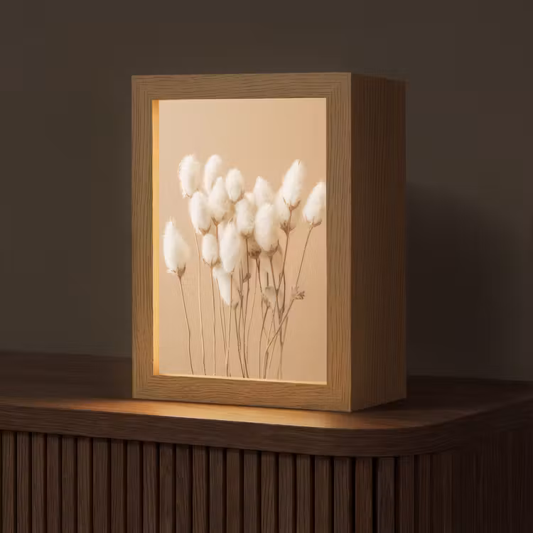 Bloemen - Planten - Bruin - Pastel Light Box met kabel (Tafellamp) klein -z3d_website
