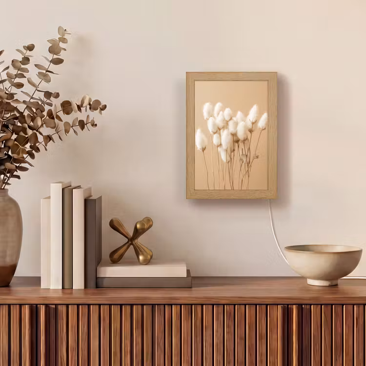 Bloemen - Planten - Bruin - Pastel Light Box met kabel (Tafellamp) klein -sfeer2