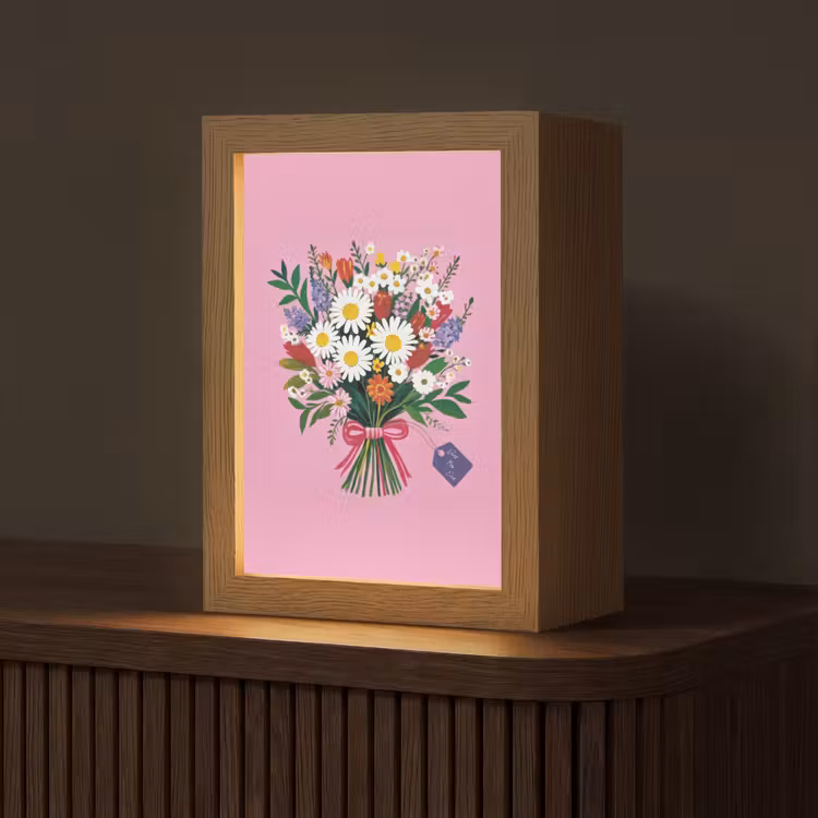 Bloemen - Quote - Kaartje - Kleurrijk Light Box met kabel (Tafellamp) klein -z3d_website