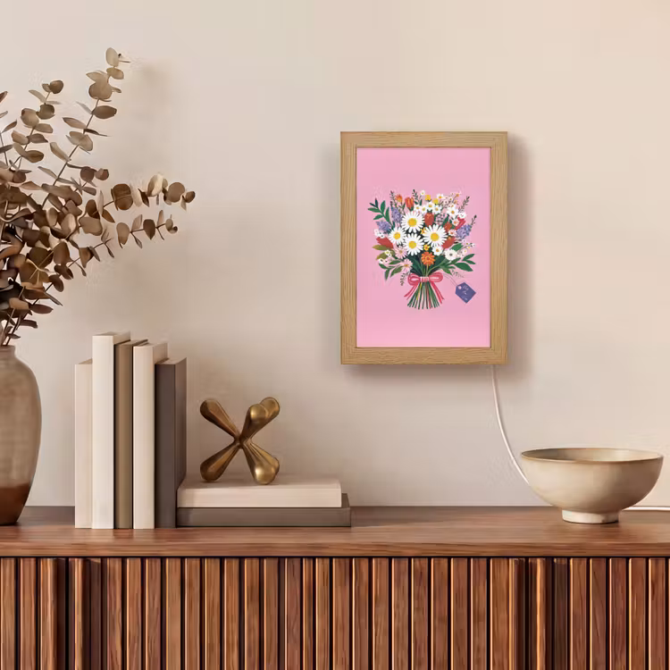 Bloemen - Quote - Kaartje - Kleurrijk Light Box met kabel (Tafellamp) klein -sfeer2