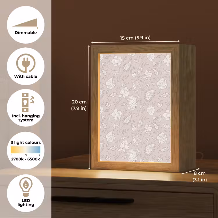 Bloemen - Getekend - Lavendel Light Box met kabel (Tafellamp) klein 925 -USP_EN