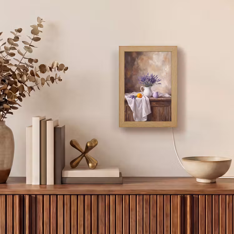 Table Lamp - Flowers - Still Life - Purple - Bloemen - Stilleven - Paars Light Box met kabel (Tafellamp) klein