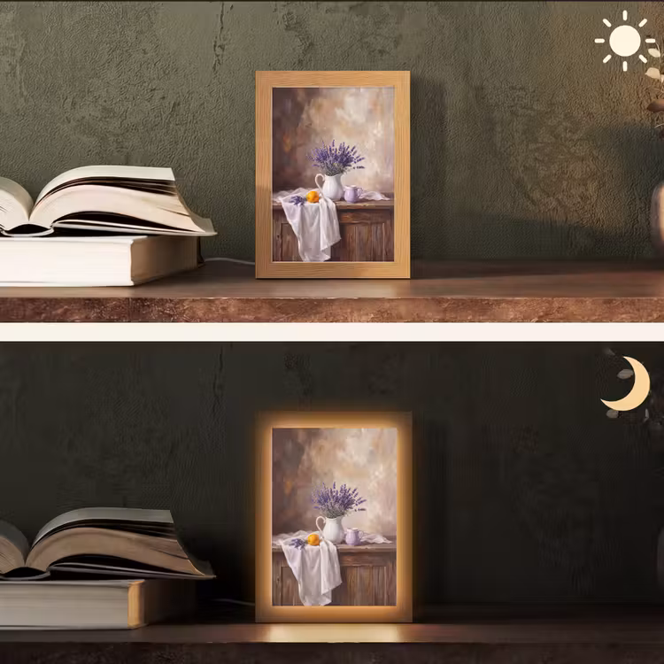 Table Lamp - Flowers - Still Life - Purple - Bloemen - Stilleven - Paars Light Box met kabel (Tafellamp) klein