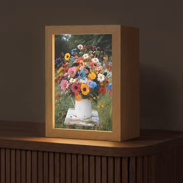 Bloemen - Krukje - Gieter - Veld Light Box met kabel (Tafellamp) klein -z3d_website