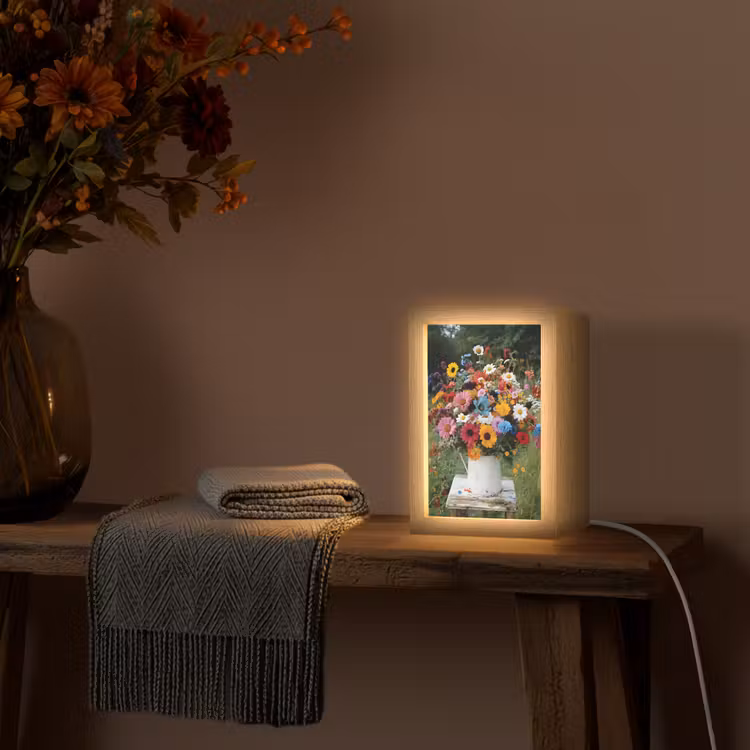 Bloemen - Krukje - Gieter - Veld Light Box met kabel (Tafellamp) klein -sfeer4