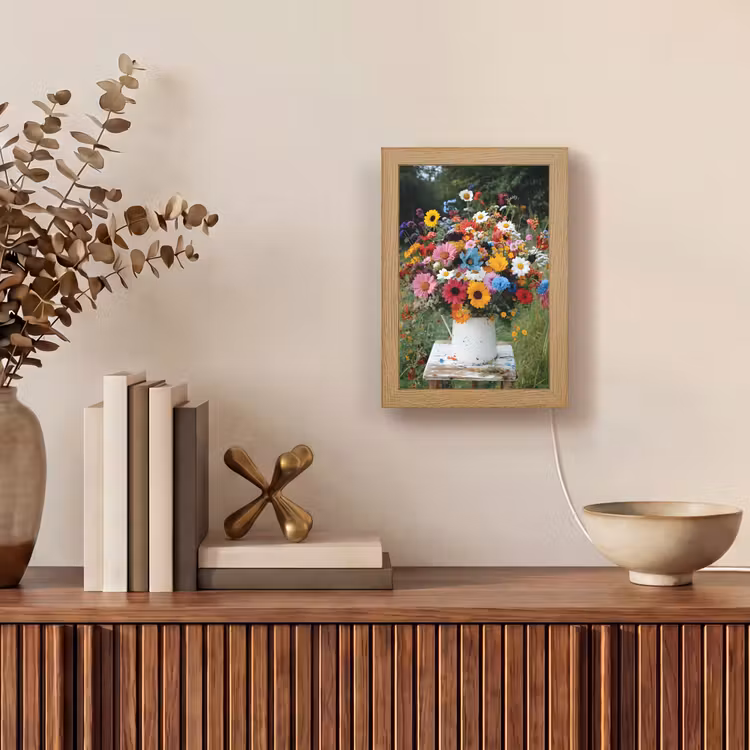 Bloemen - Krukje - Gieter - Veld Light Box met kabel (Tafellamp) klein -sfeer2