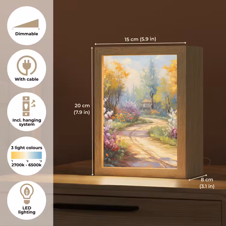 Bloemen - Bomen - Kunst - Watercolor Light Box met kabel (Tafellamp) klein -USP_EN