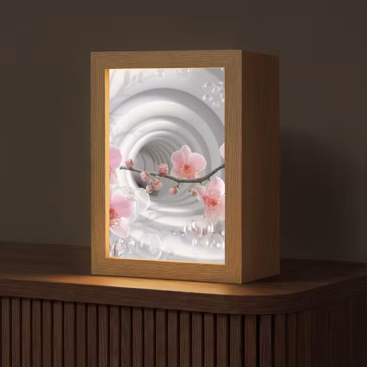 Bloemen - Tunnel - Abstact - 3D effect Light Box met kabel (Tafellamp) klein -z3d_website