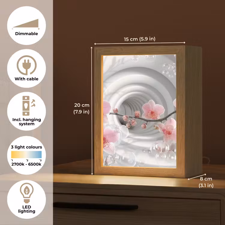 Bloemen - Tunnel - Abstact - 3D effect Light Box met kabel (Tafellamp) klein -USP_EN
