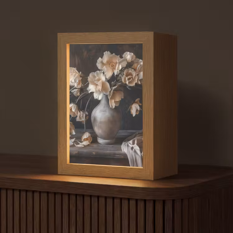 Bloemen - Vaas - Kunst - Stilleven Light Box met kabel (Tafellamp) klein -z3d_website