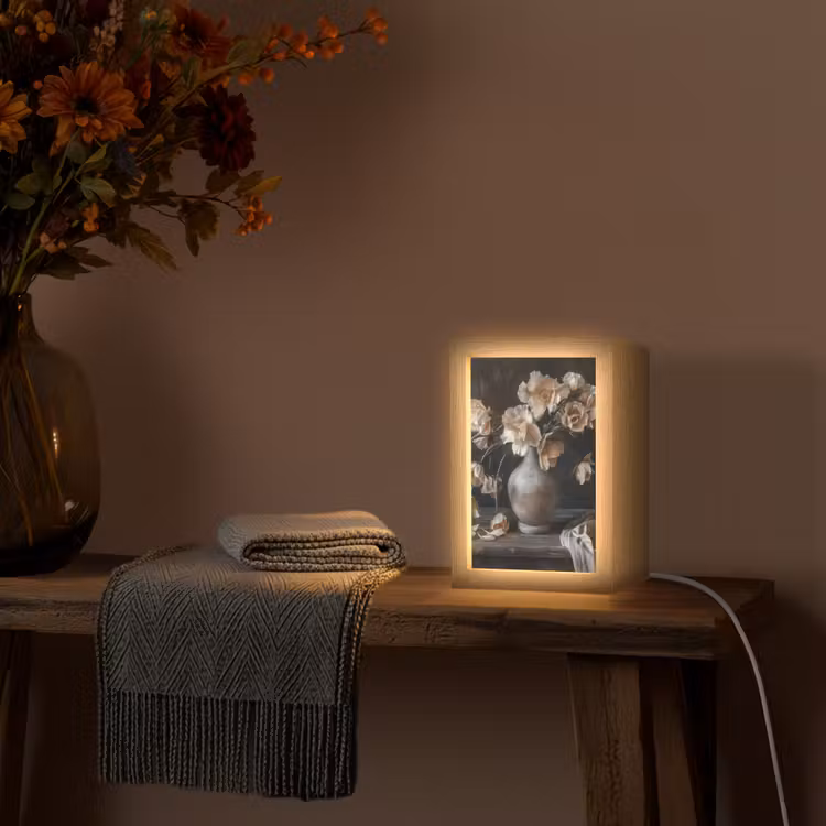 Bloemen - Vaas - Kunst - Stilleven Light Box met kabel (Tafellamp) klein -sfeer4
