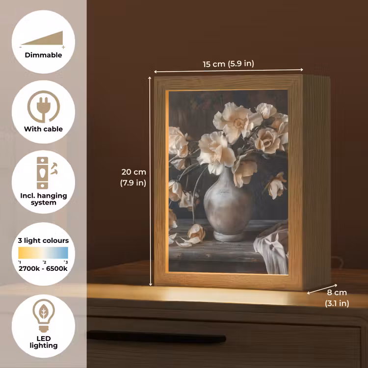 Bloemen - Vaas - Kunst - Stilleven Light Box met kabel (Tafellamp) klein -USP_EN