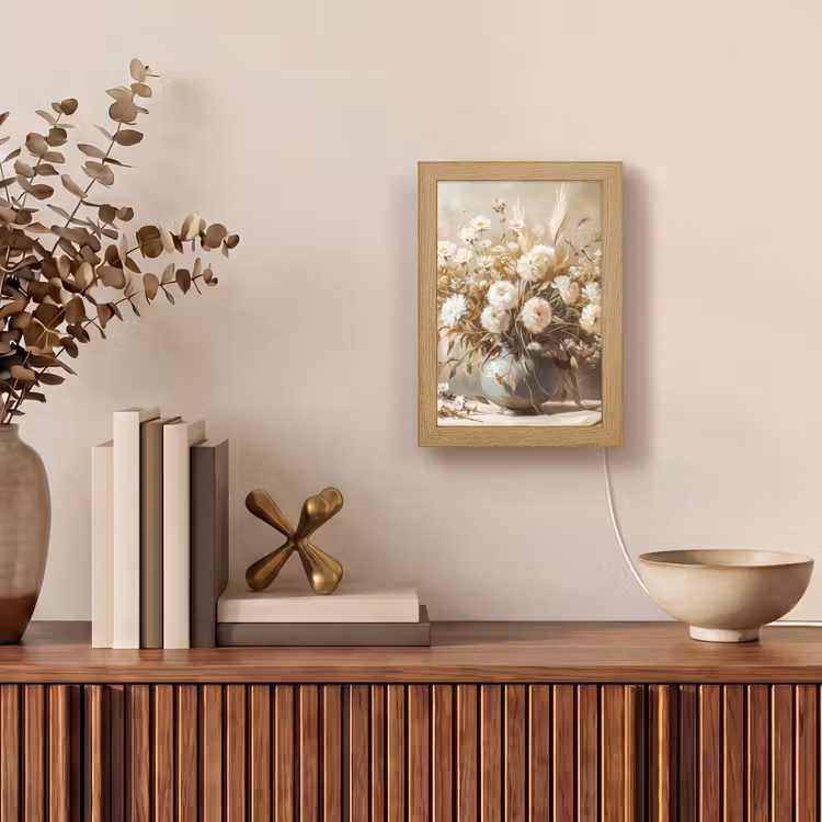 Bloemen - Vaas - Stilleven - Beige Light Box met kabel (Tafellamp) klein -sfeer2