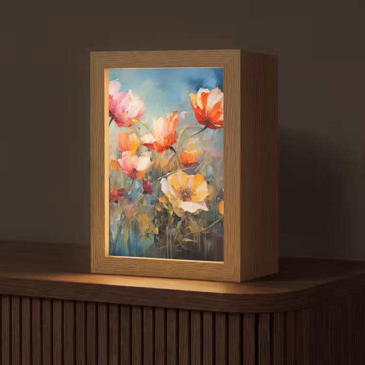 Bloemen - Watercolor - Kunst - Botanisch - Natuur Light Box met kabel (Tafellamp) klein -z3d_website