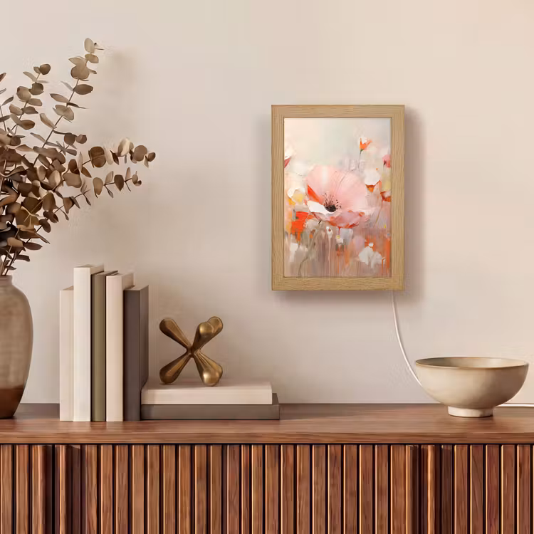 Bloemen - Watercolor - Roze - Abstract - Kunst Light Box met kabel (Tafellamp) klein -sfeer2