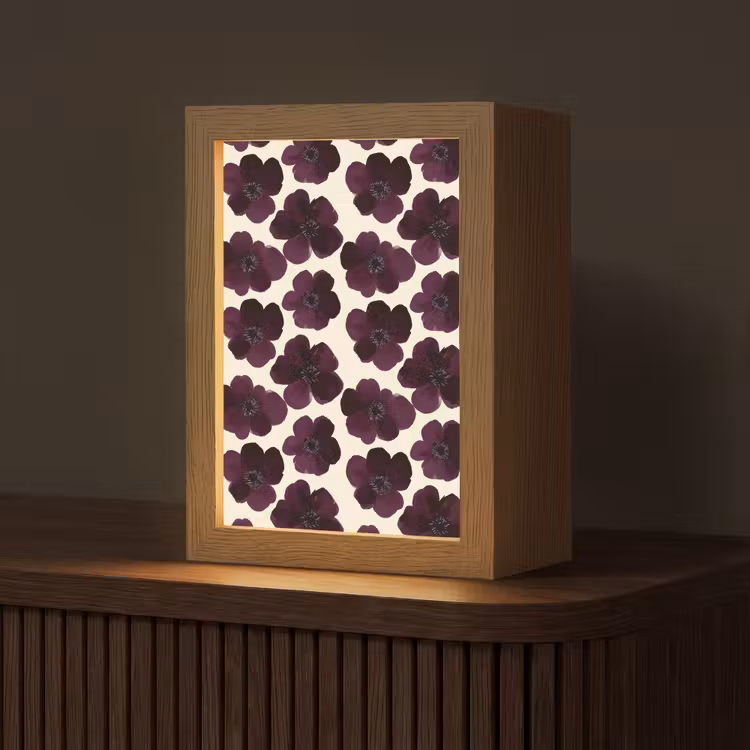 Bloemen - Aquarel - Paars Light Box met kabel (Tafellamp) klein 925 -z3d_website