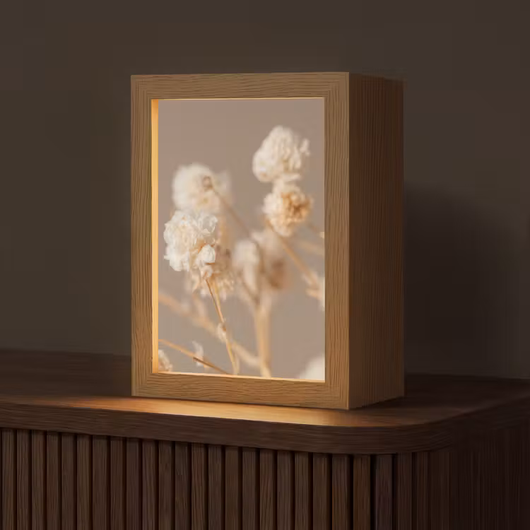 Bloemen - Wit - Natuur - Pastel Light Box met kabel (Tafellamp) klein -z3d_website