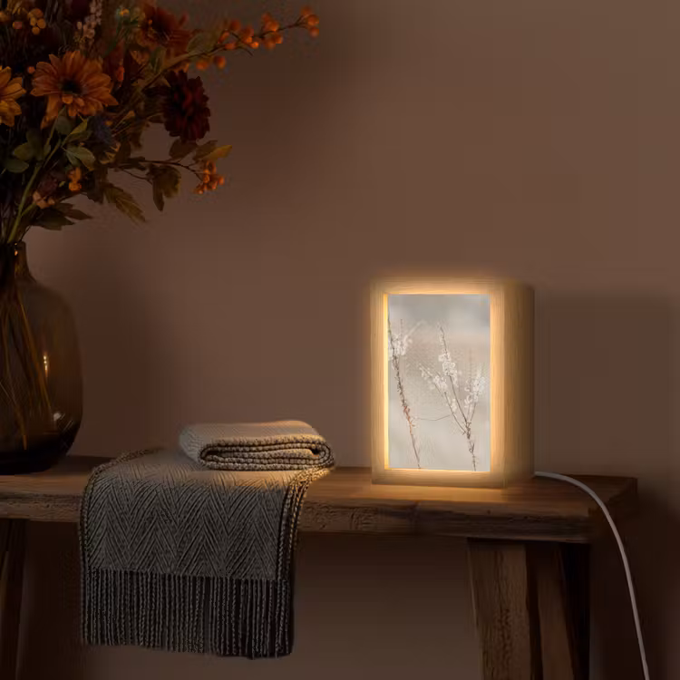 Bloemen - Wit - Planten Light Box met kabel (Tafellamp) klein -sfeer4