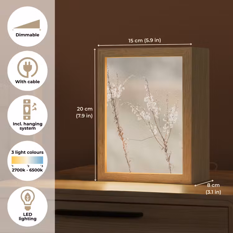 Bloemen - Wit - Planten Light Box met kabel (Tafellamp) klein -USP_EN