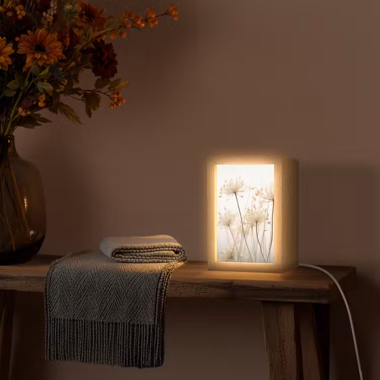 Bloemen - Wit - Zonlicht Light Box met kabel (Tafellamp) klein -sfeer4