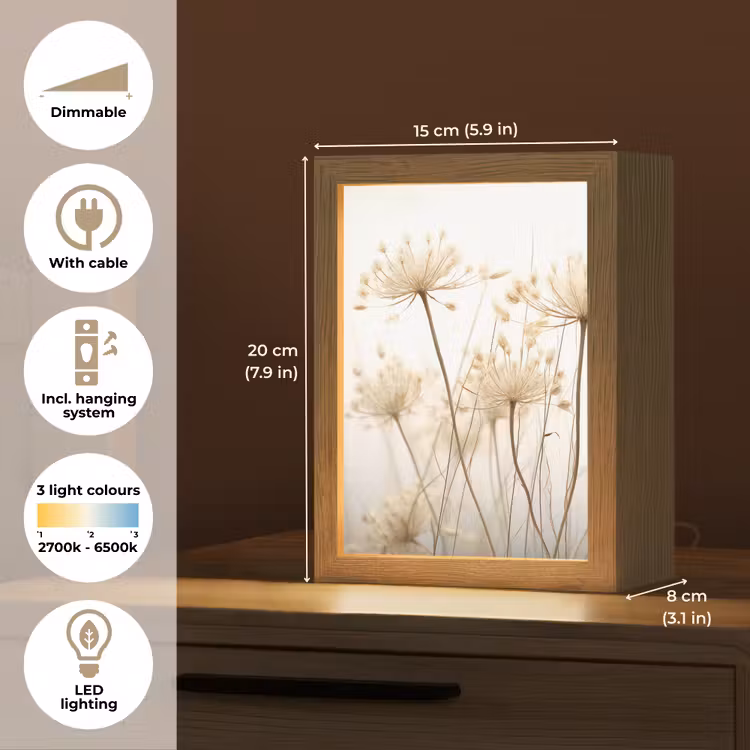 Bloemen - Wit - Zonlicht Light Box met kabel (Tafellamp) klein -USP_EN