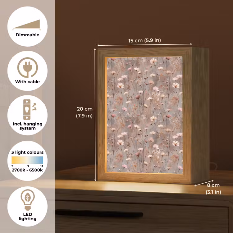 Bloemen - Wild - Pastel Light Box met kabel (Tafellamp) klein 925 -USP_EN