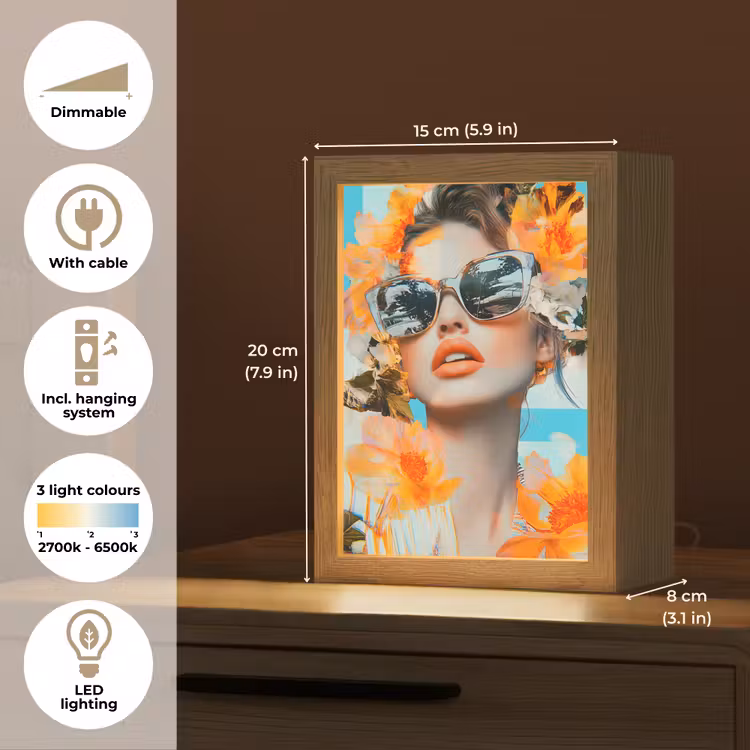 Bloemen - Vrouw - Zonnebril - Blauw Light Box met kabel (Tafellamp) klein -USP_EN