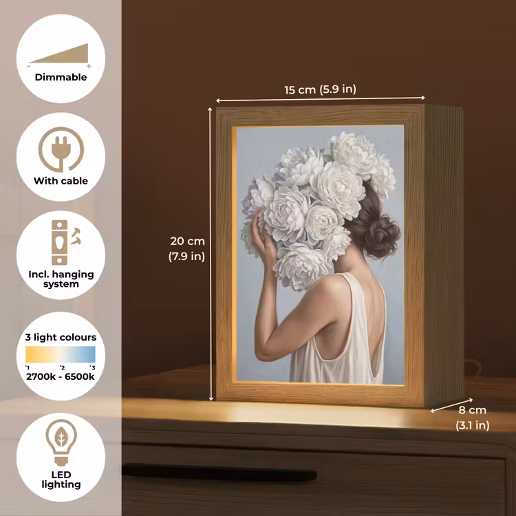 Bloemen - Vrouw - Wit Light Box met kabel (Tafellamp) klein -USP_EN