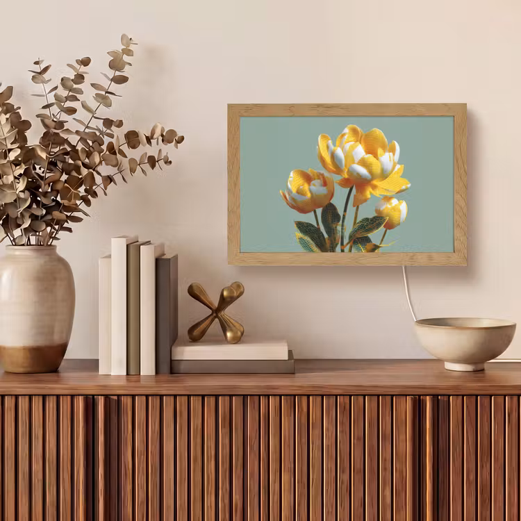 Bloemen - Geel - Bladeren - Structuur Light Box met kabel (Tafellamp) klein -sfeer2