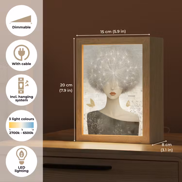 Pluis - Vrouw - Beige Light Box met kabel (Tafellamp) klein -USP_EN