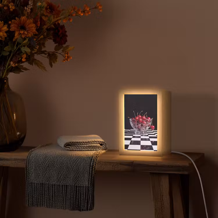 Table Lamp - Food - Cherries - Red - Eten - Kersen - Rood Light Box met kabel (Tafellamp) klein