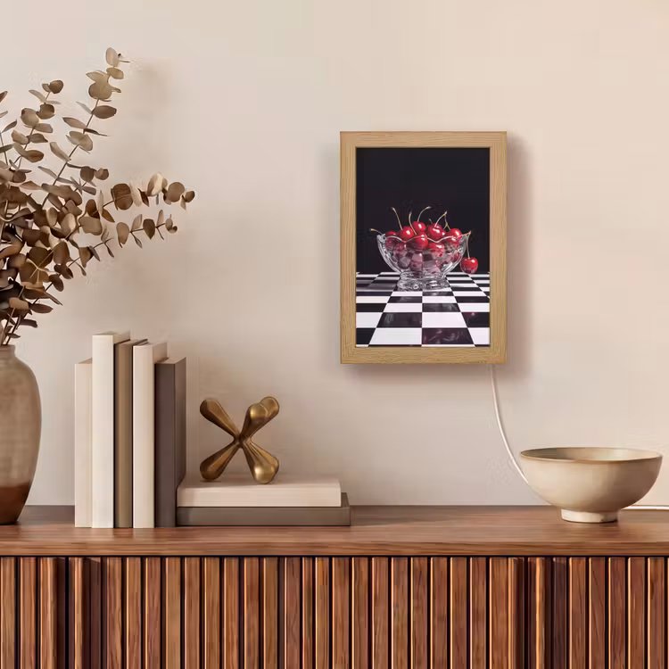 Table Lamp - Food - Cherries - Red - Eten - Kersen - Rood Light Box met kabel (Tafellamp) klein