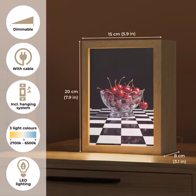 Table Lamp - Food - Cherries - Red - Eten - Kersen - Rood Light Box met kabel (Tafellamp) klein
