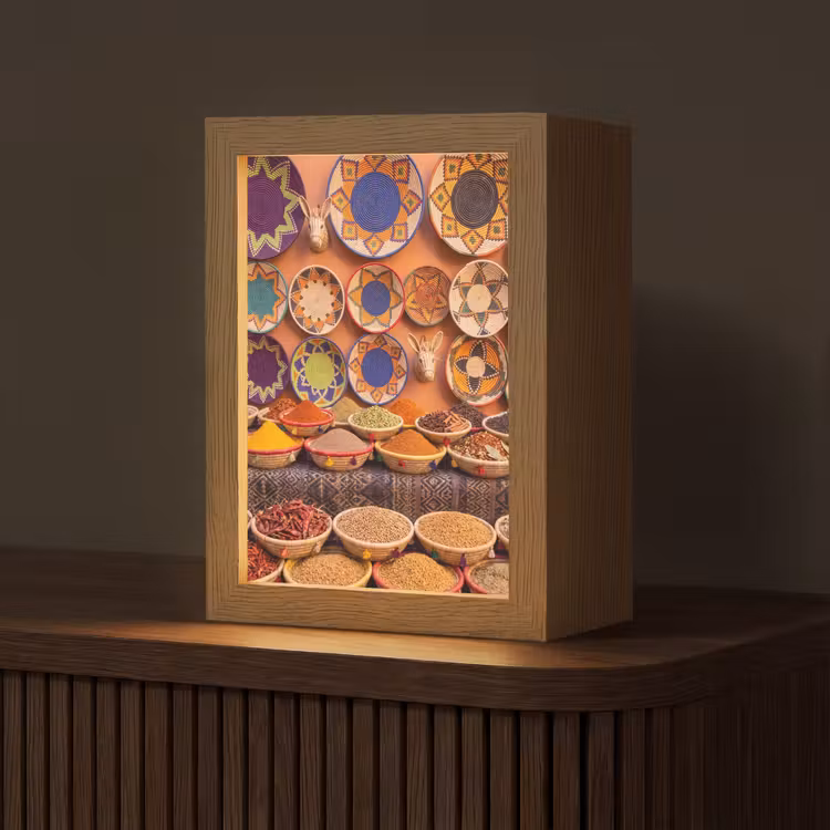 Table Lamp - Food - Colorful - Culture - Eten - Kleurrijk - Cultuur Light Box met kabel (Tafellamp) klein