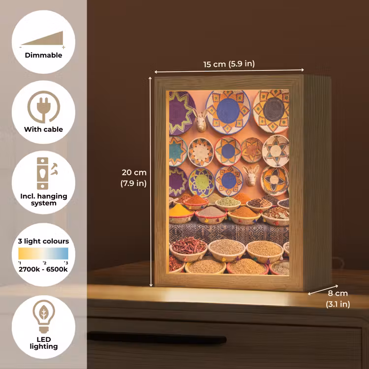 Table Lamp - Food - Colorful - Culture - Eten - Kleurrijk - Cultuur Light Box met kabel (Tafellamp) klein