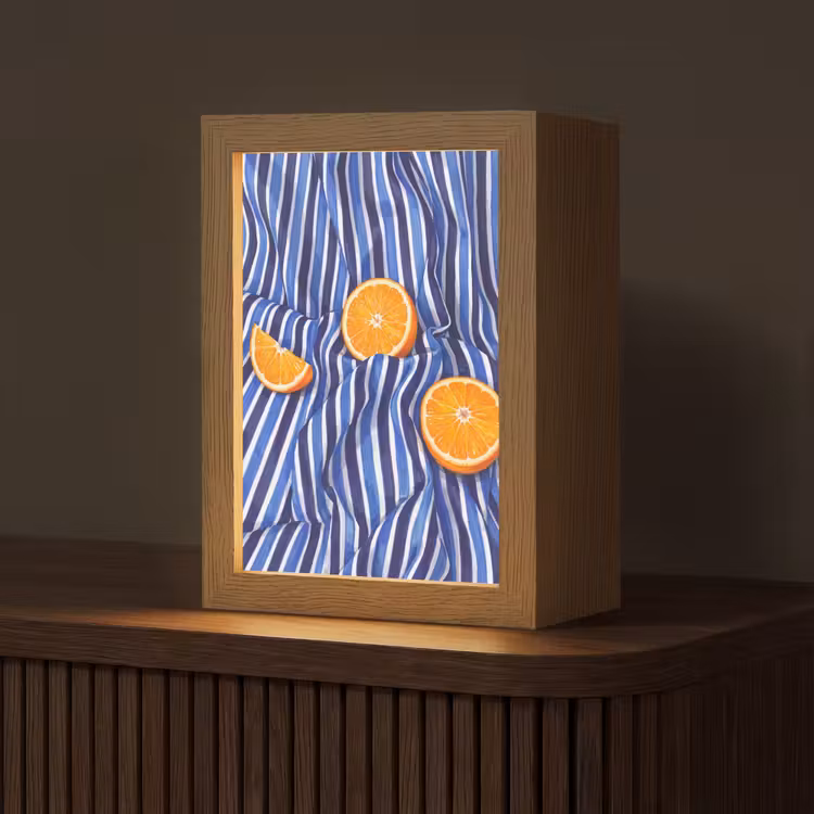 Table Lamp - Food - Fruit - Orange - Eten - Fruit - Oranje Light Box met kabel (Tafellamp) klein