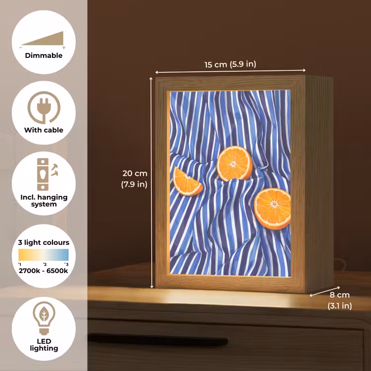 Table Lamp - Food - Fruit - Orange - Eten - Fruit - Oranje Light Box met kabel (Tafellamp) klein