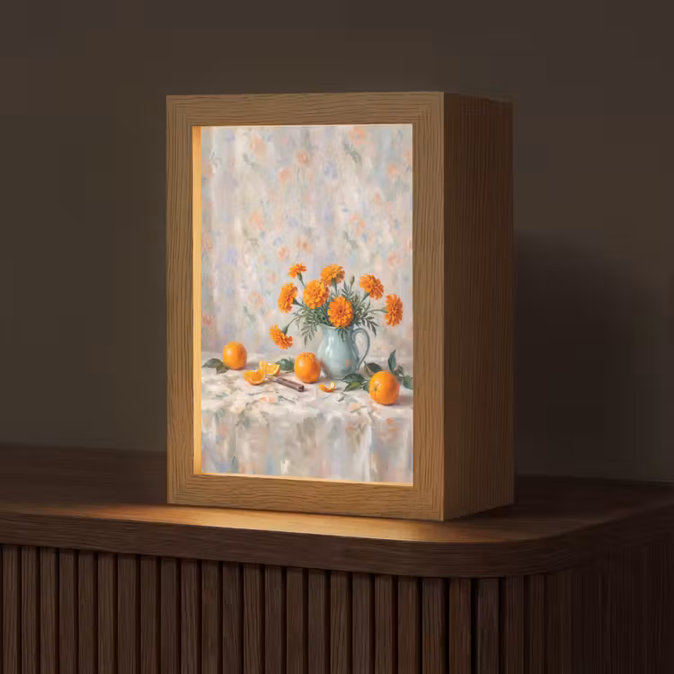 Table Lamp - Food - Orange - Art - Eten - Oranje - Kunst Light Box met kabel (Tafellamp) klein