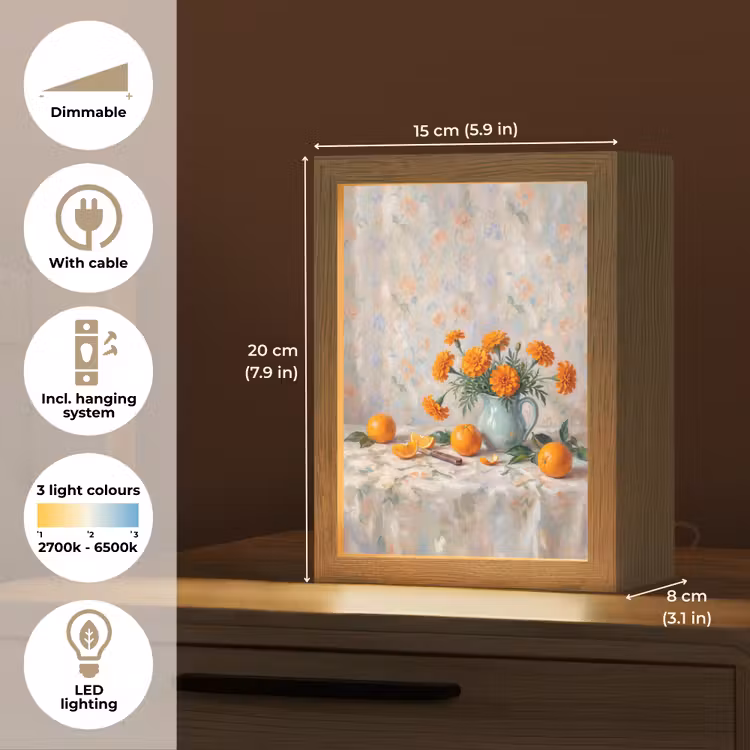 Table Lamp - Food - Orange - Art - Eten - Oranje - Kunst Light Box met kabel (Tafellamp) klein