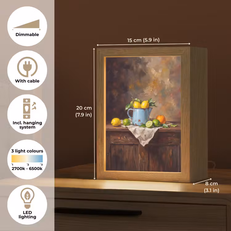 Table Lamp - Food - Still Life - Classical - Eten - Stilleven - Klassiek Light Box met kabel (Tafellamp) klein