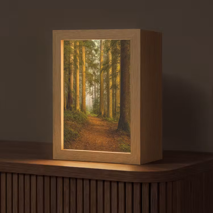 Bos - Natuur - Bomen - Landschap - Bladeren Light Box met kabel (Tafellamp) klein -z3d_website